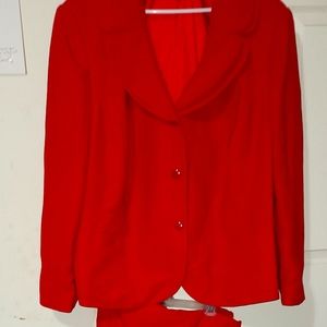 Emily - Red 3 button single breasted lined skirted suit women's plus size 32